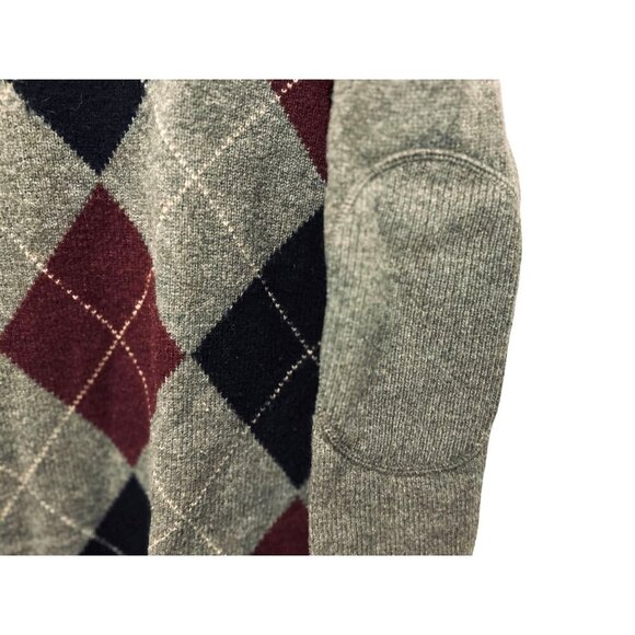 J.Crew Lambswool Sage Argyle 1/4 Zip Sweater Preppy Pullover Size Med - Picture 5 of 9